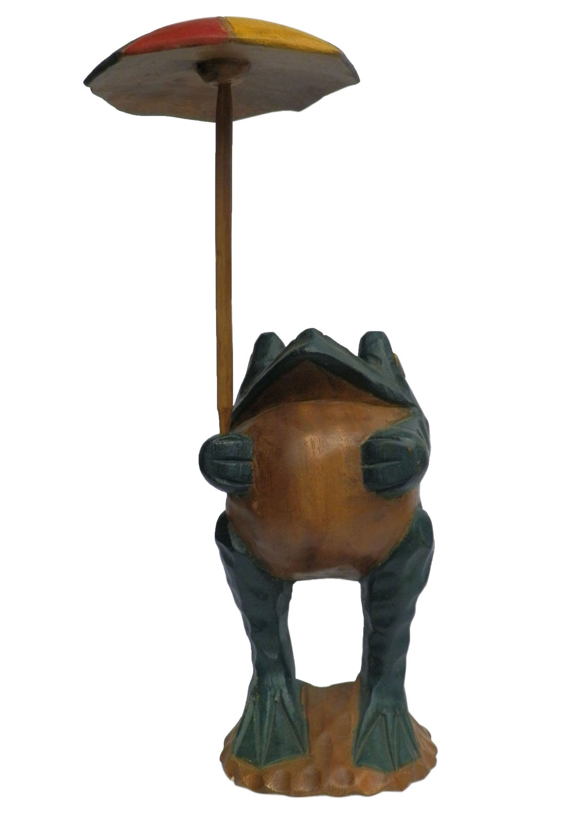 アジアン雑貨 傘持ちカエルさんの木彫り(小)5